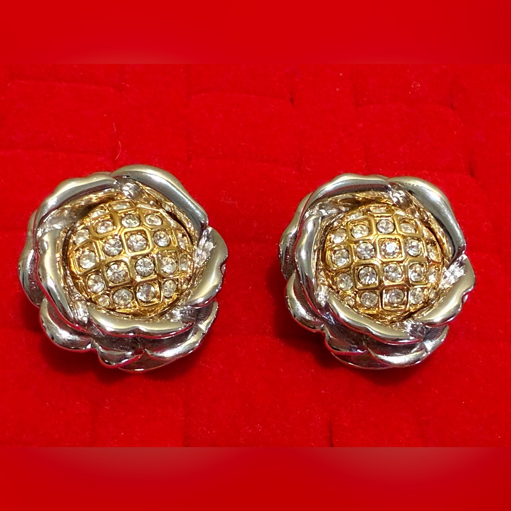 Vintage Nolan Miller Floral Twotone Earrings